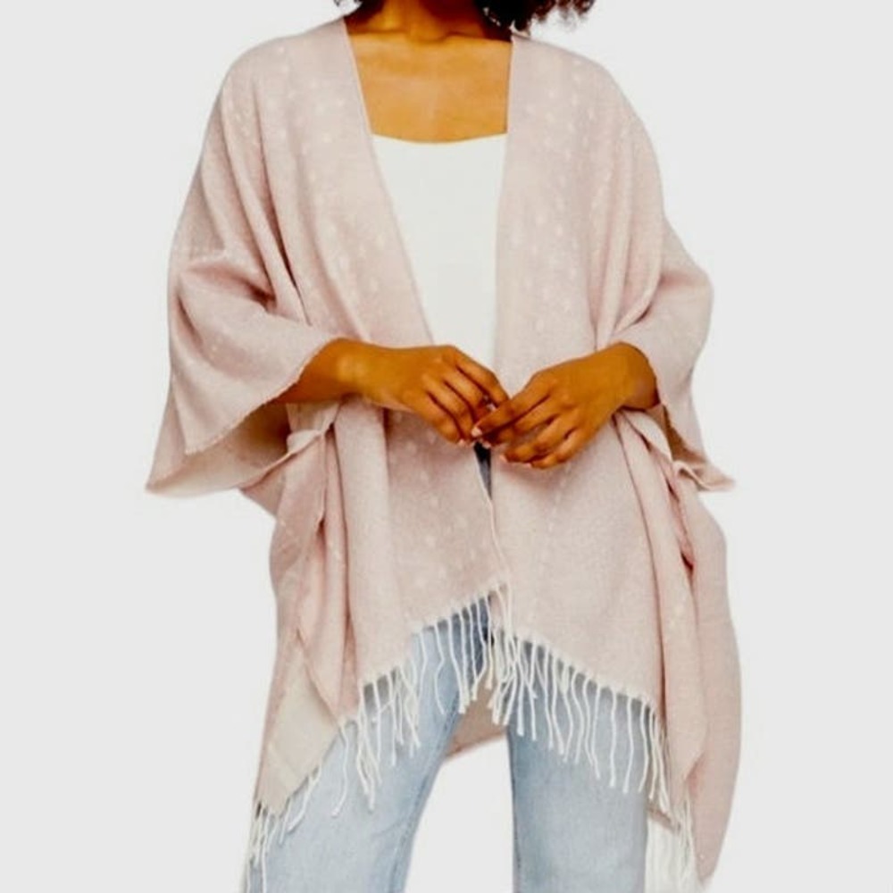 Gentle Fawn Light Pink Fringe Poncho